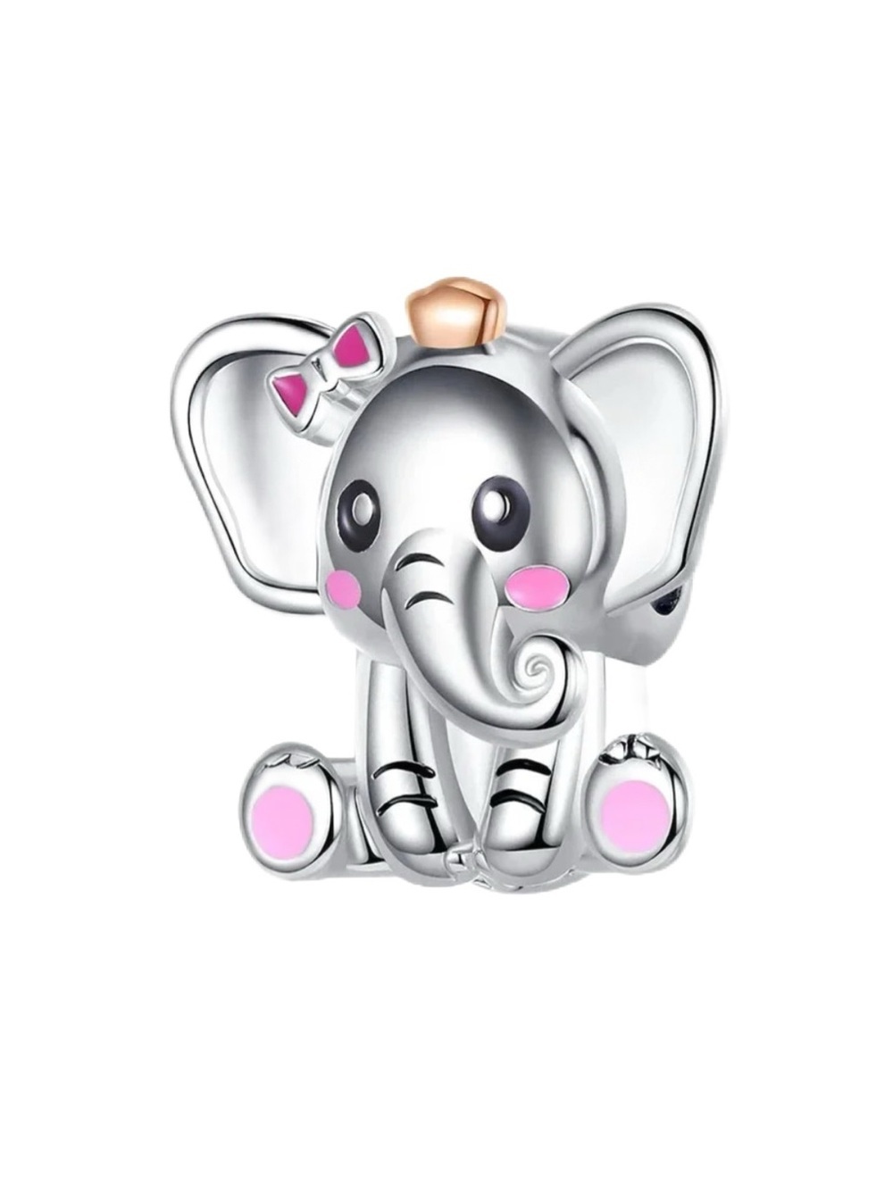 S925 Cute Elephant Charm with Pink Accents - NWOT